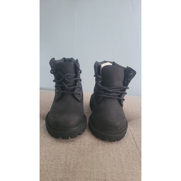 TIMBERLAND TODDLER PREM 6 INCH BOOT BLACK NUBUCK SIZE 4 NWOB - Picture 3 of 8